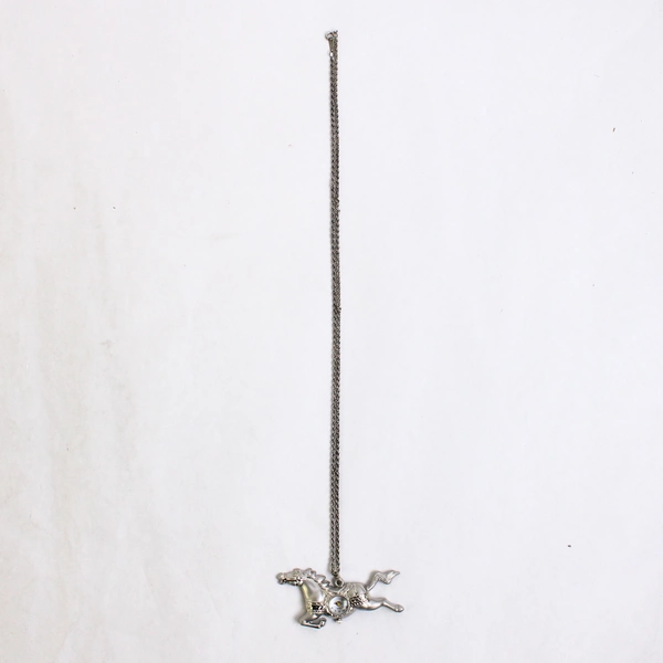 Running Horse Watch Pendant Necklace Silver Tone Not Working Needs Battery