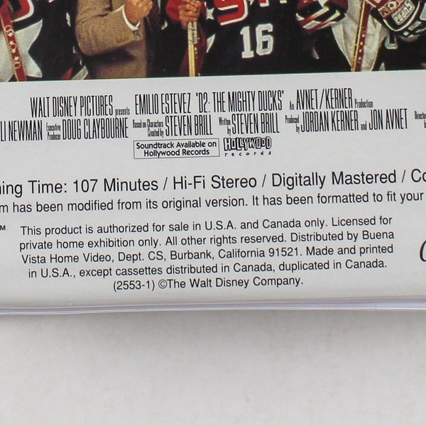 D2 The Mighty Ducks VHS 1994 Emilio Estevez