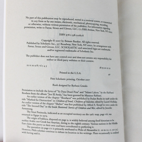 Tasting The Sky by Ibtisam Barakat 2017 Scholastic Paperback