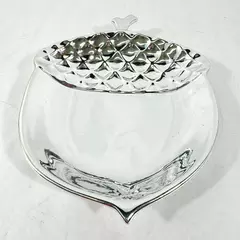 Slatkin & Co Silver Acorn-Shaped Ceramic Bowl 10.5" Pre-Owned Elegant Decor