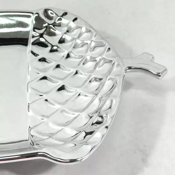 Slatkin & Co Silver Acorn-Shaped Ceramic Bowl 10.5" Pre-Owned Elegant Decor