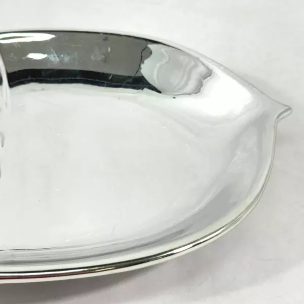 Slatkin & Co Silver Acorn-Shaped Ceramic Bowl 10.5" Pre-Owned Elegant Decor