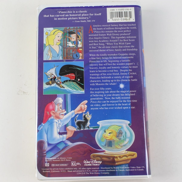 Pinocchio VHS 1993 Special Edition Walt Disney