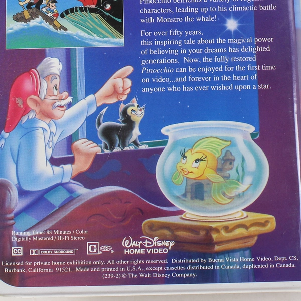 Pinocchio VHS 1993 Special Edition Walt Disney