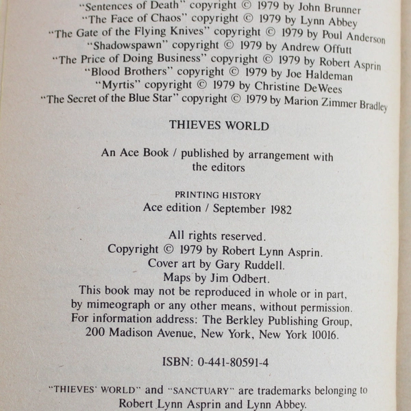 Thieves' World Short Stories 1982 Book 1 of the Thieves' World Series PB