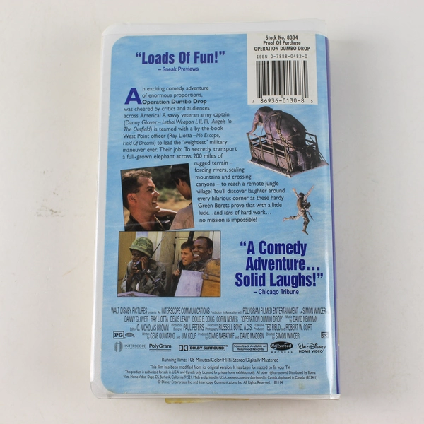 Operation Dumbo Drop VHS 1996 Clam Shell Danny Glover Ray Liotta Denis Leary