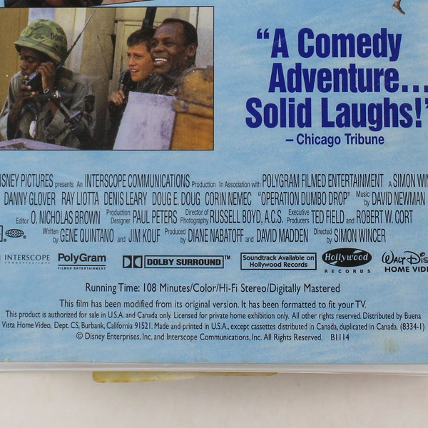 Operation Dumbo Drop VHS 1996 Clam Shell Danny Glover Ray Liotta Denis Leary