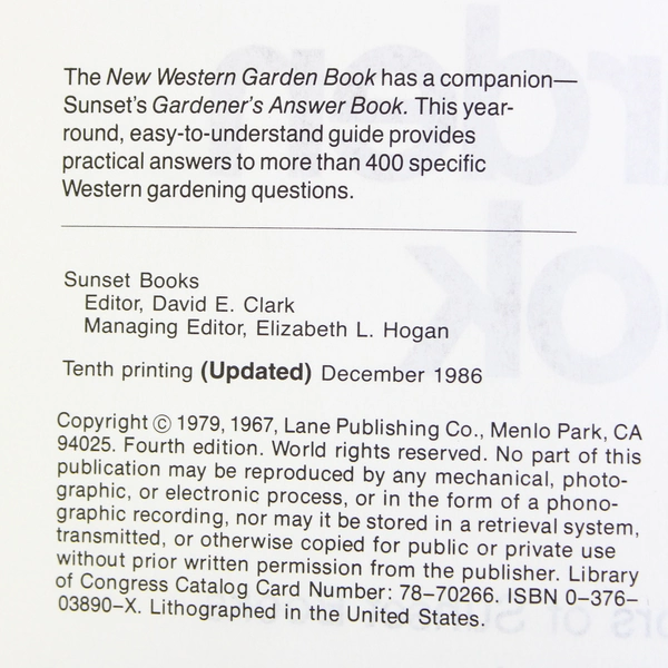 New Western Garden Book by Sunset 1986 Paperback Tenth Printing