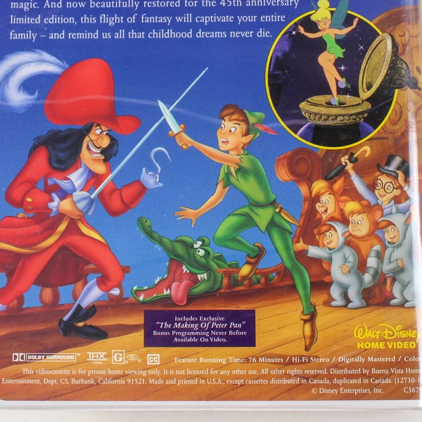 Peter Pan VHS 1998 Fully Restored 45th Limited Edition Clam Shell