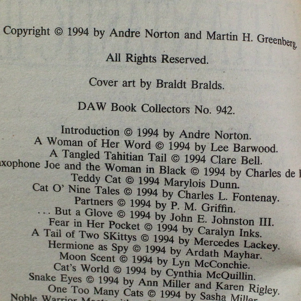 Catfantastic III by Andre Norton & Martin Greenberg 1994 DAW Paperback
