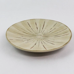 Pier 1 Sanctuary Stoneware Salad Plate Starburst Accent Cream Brown Pre-owned