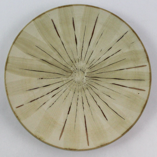 Pier 1 Sanctuary Stoneware Salad Plate Starburst Accent Cream Brown Pre-owned