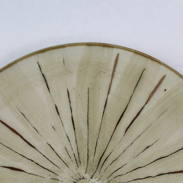 Pier 1 Sanctuary Stoneware Salad Plate Starburst Accent Cream Brown Pre-owned