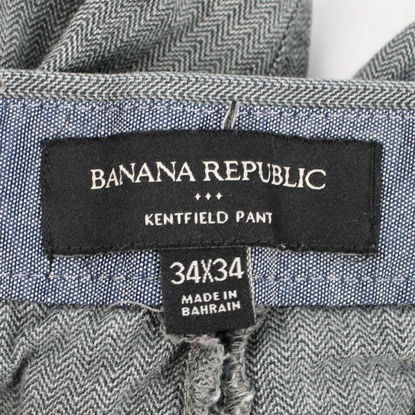 Banana Republic Kentfield Pants Men's 34W x 34L Med Grey Heather 100% Cotton