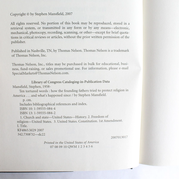 Ten Tortured Words By Stephen Mansfield 2007 Paperback