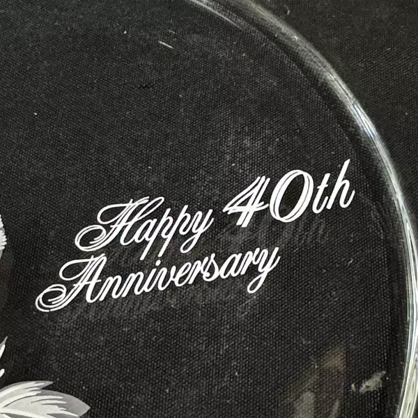 Hand-Painted 40th Anniversary Floral Glass Plate 9" Scalloped Edge