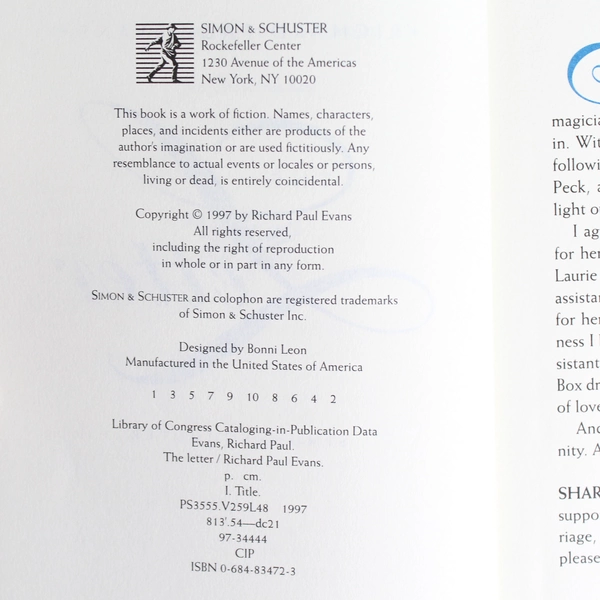 The Letter Book By Richard Paul Evans 1997 Hardcover