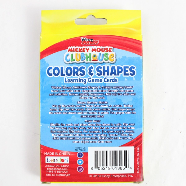Disney Junior Mickey Mouse Clubhouse Colors & Shapes Learning Game Cards