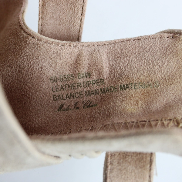 Bella-Vita Pale Pink Suede Leather Heels Peep Toe Open Back Size 8.5 Wide 