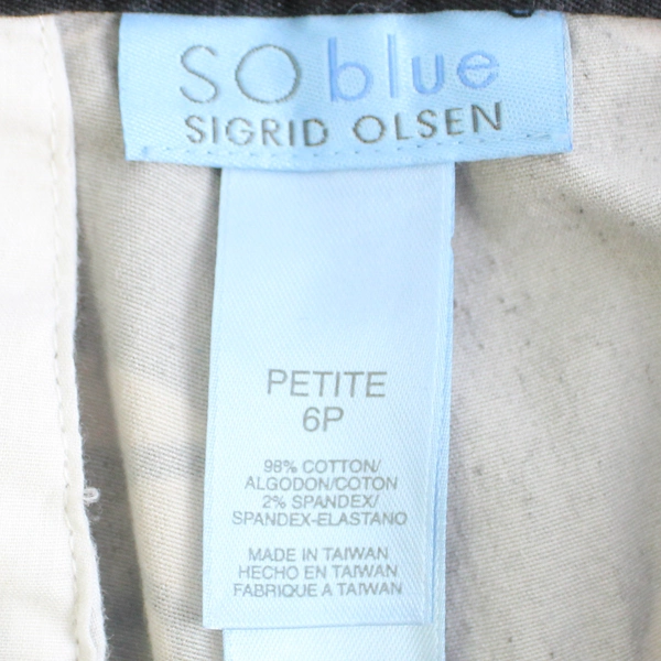SO Blue Sigrid Olsen Pants Women's 6 Petite Cotton Stretch Sand Dollar
