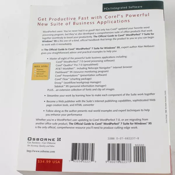 Corel WordPerfect Suite 7 by Alan Neibauer 1996 Paperback Good Condition