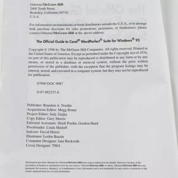 Corel WordPerfect Suite 7 by Alan Neibauer 1996 Paperback Good Condition