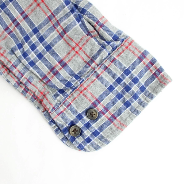 St. John's Bay Gray Red and Blue Legacy Flannel Button-Down Men's Large