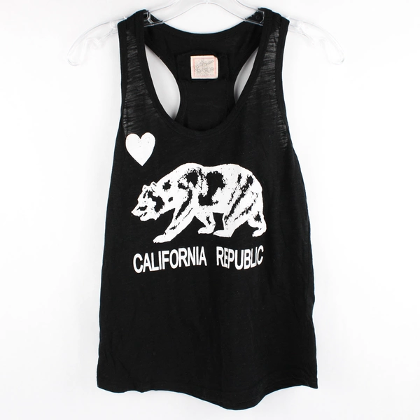 Reflex California Republic Women's Racerback Casual Tank Medium Black