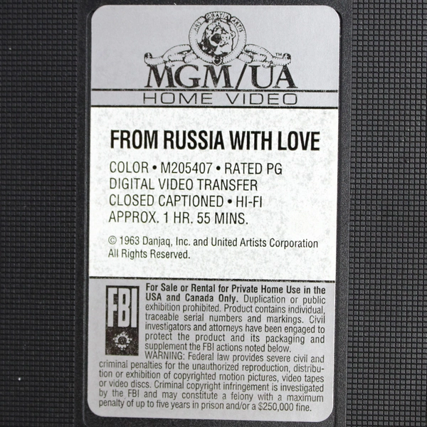 From Russia With Love 1995 VHS Tape United Artists MGM/UA Home Video