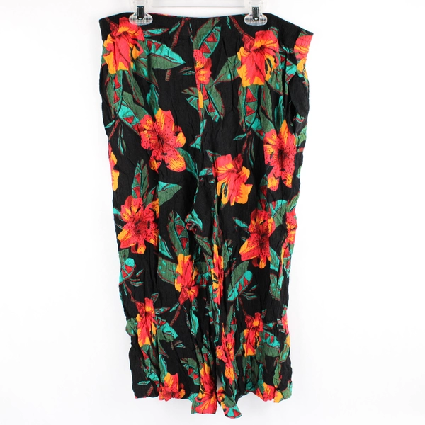 Pheobe Women's 20W Black Capri Leggings Floral Stretchy