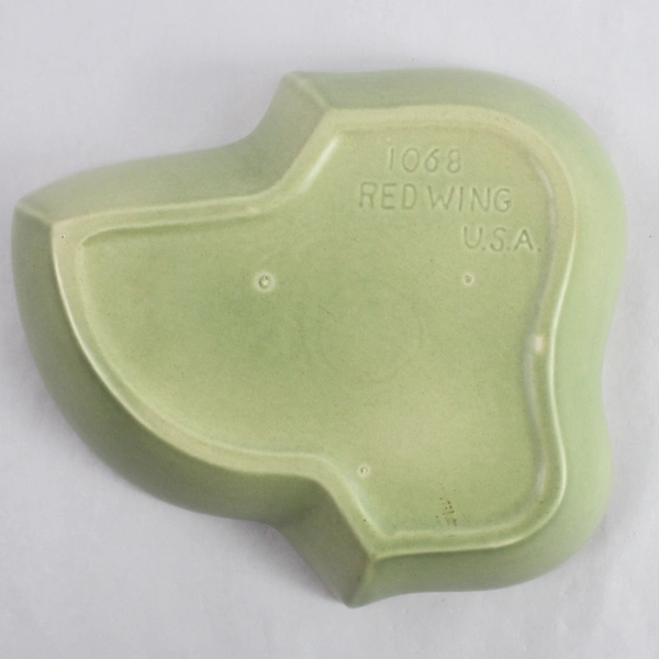 Vintage Red Wing Pottery Leaf Shaped Bowl 1068 Green And White