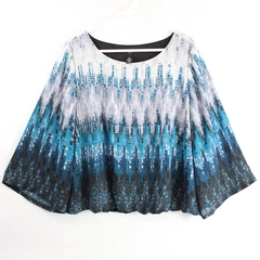 Alfani Petite Bedazzled White and Blue Long-Sleeved Shirt Women's 16P