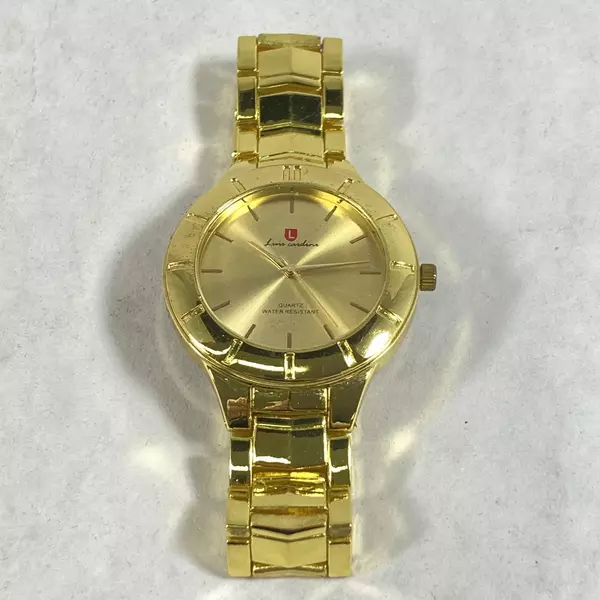 Luis Cardini Gold Tone Mens Analog Quartz Wristwatch Water Resistant As-Is 
