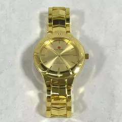 Luis Cardini Gold Tone Mens Analog Quartz Wristwatch Water Resistant As-Is