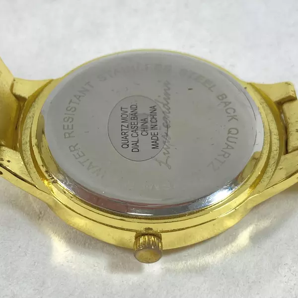 Luis Cardini Gold Tone Mens Analog Quartz Wristwatch Water Resistant As-Is 