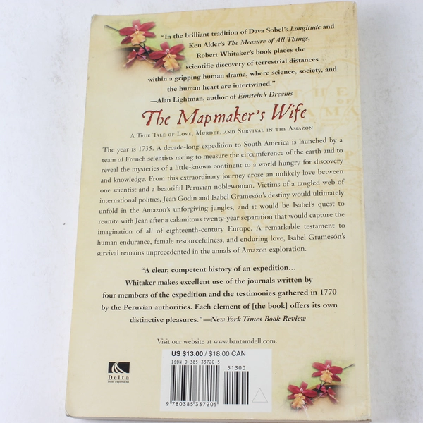 The Mapmaker's Wife by Robert Whitaker 2004 Paperback - Good Condition
