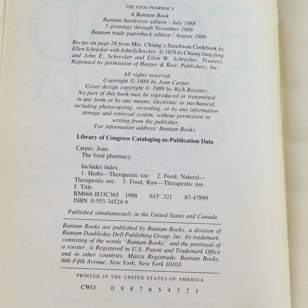 The Food Pharmacy by Jean Carper 1989 Paperback Food Is Your Best Medicine