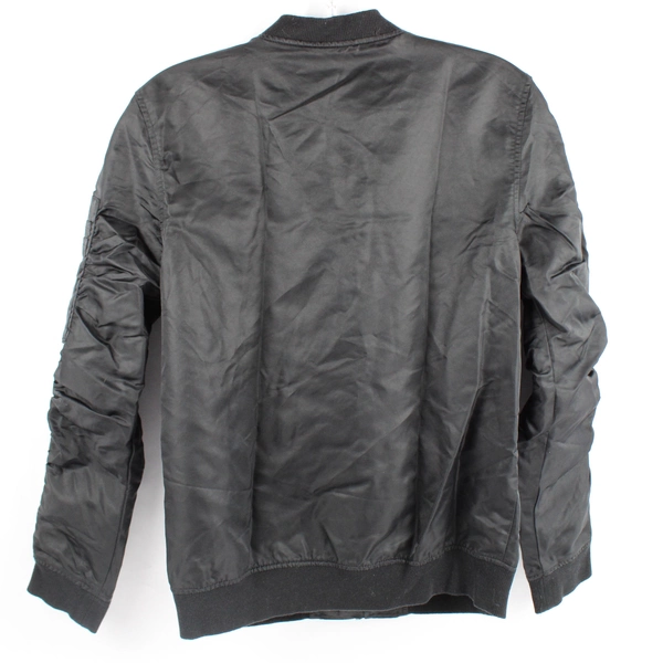 Elwood Lightweight Zip-Up Bomber Jacket, Women's Large Black Ruched