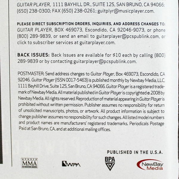 Lot Of 2 Guitar Player Magazines Featuring John Fogerty March 2008