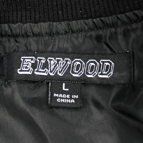 Elwood Lightweight Zip-Up Bomber Jacket, Women's Large Black Ruched