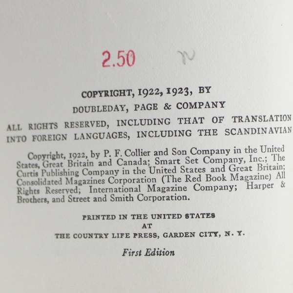 Antique O Henry Memorial Award Prize Stories of 1922 Short Stories 1923 HC