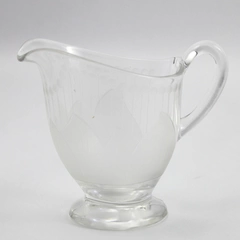 Etched Crystal Footed Creamer Leaf Dot Pattern 
