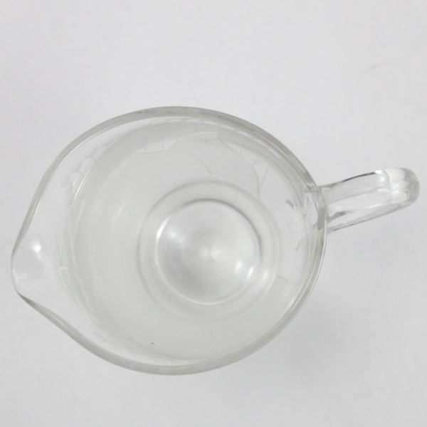 Etched Crystal Footed Creamer Leaf Dot Pattern 