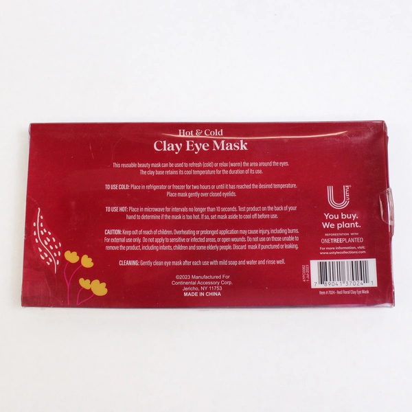 Ustyle Reusable Hot & Cold Clay Eye Mask, Red Floral Beauty