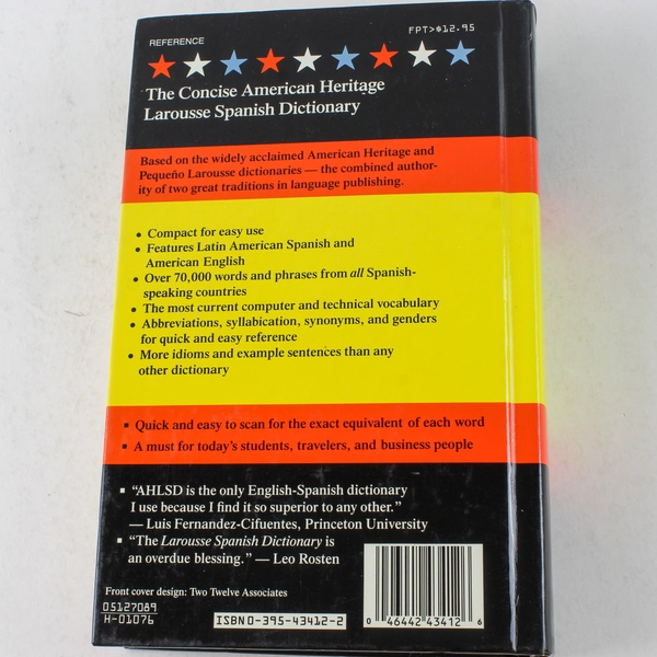 The Concise American Heritage English-Spanish Dictionary 1989 Hardcover