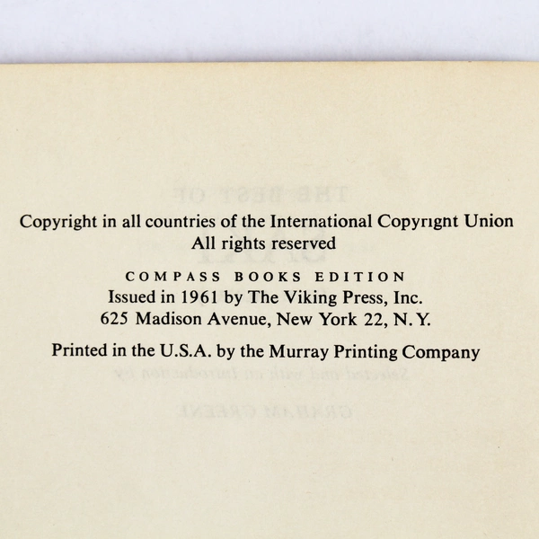 Vintage 1961 The Best of Saki by H.H. Munro, Intro by Graham Greene PB