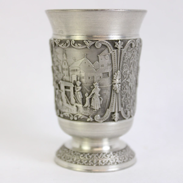 SKS ZINN 95% Pewter Der Lindenbaum Shot Glass Made in Germany 2.25 Inch