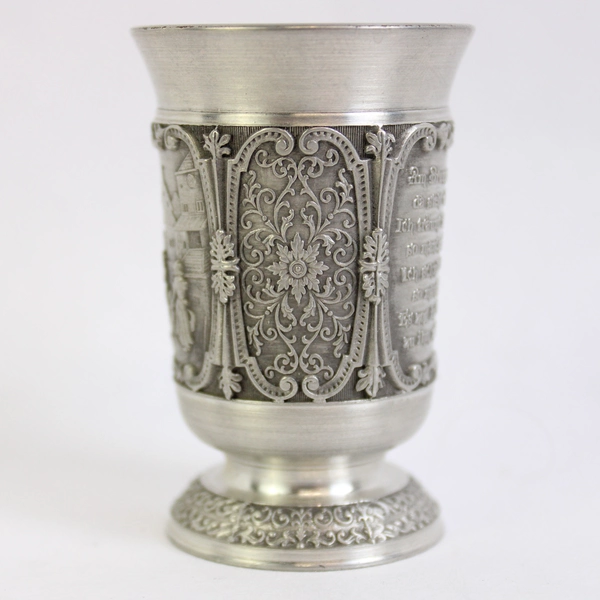 SKS ZINN 95% Pewter Der Lindenbaum Shot Glass Made in Germany 2.25 Inch