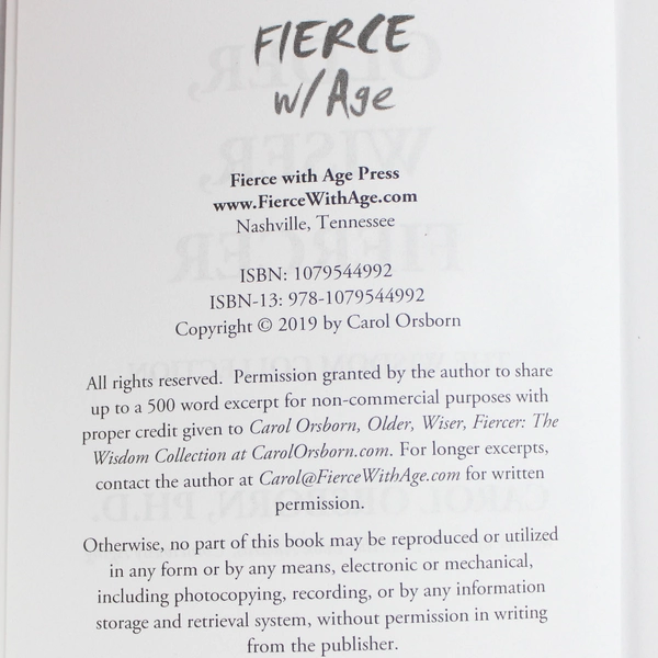 Older, Wiser, Fierce by Carol Orsborn The Wisdom Collection 2019 Paperback