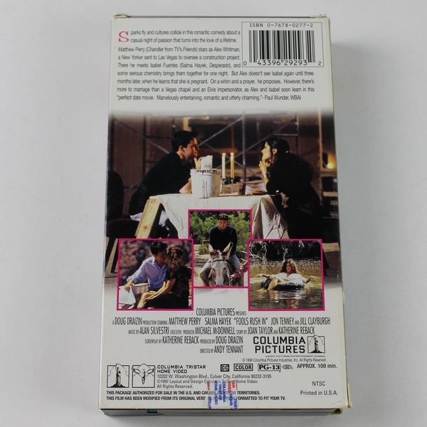 Fools Rush In VHS 1997 Romance Collection Matthew Perry Salma Hayek Movie